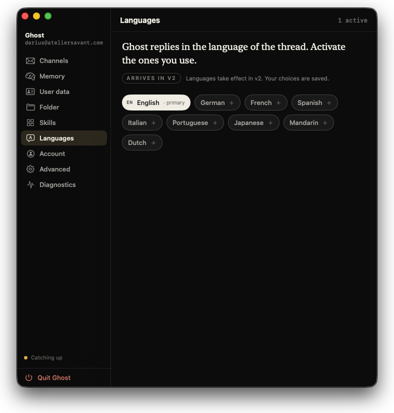 GHOST — language activation